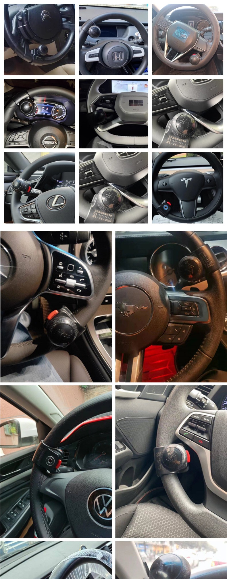 Disabled C5 Driving License Car Auxiliary Device Modification Kit, One-Handed Steering Wheel Assist Ball, Detachable Hand-Operated Steering Aid