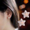 Silver needle, retro elegant universal earrings from pearl, silver 925 sample, french style, flowered, internet celebrity