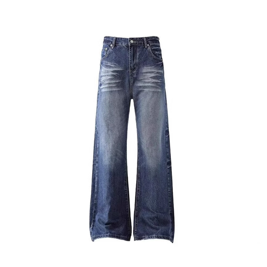 Summer Light Blue Straight Wide-Leg Soft Denim Jeans for Men, Extended Length for Tall Individuals, Slimming Pants, Slight Flare Scimitar Pants