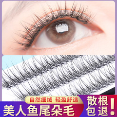 網紅魚尾仙子眼睫毛仙女毛假睫毛女單簇嫁接自己接自然款自粘