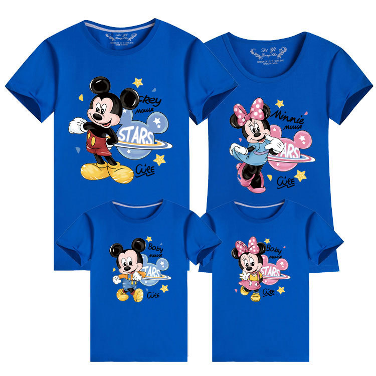 Padre-hijo de manga corta familia de tres bocas cuatro bocas decoración del hogar global Mickey actividad clase ropa madre-hijo Camiseta de mujer moda