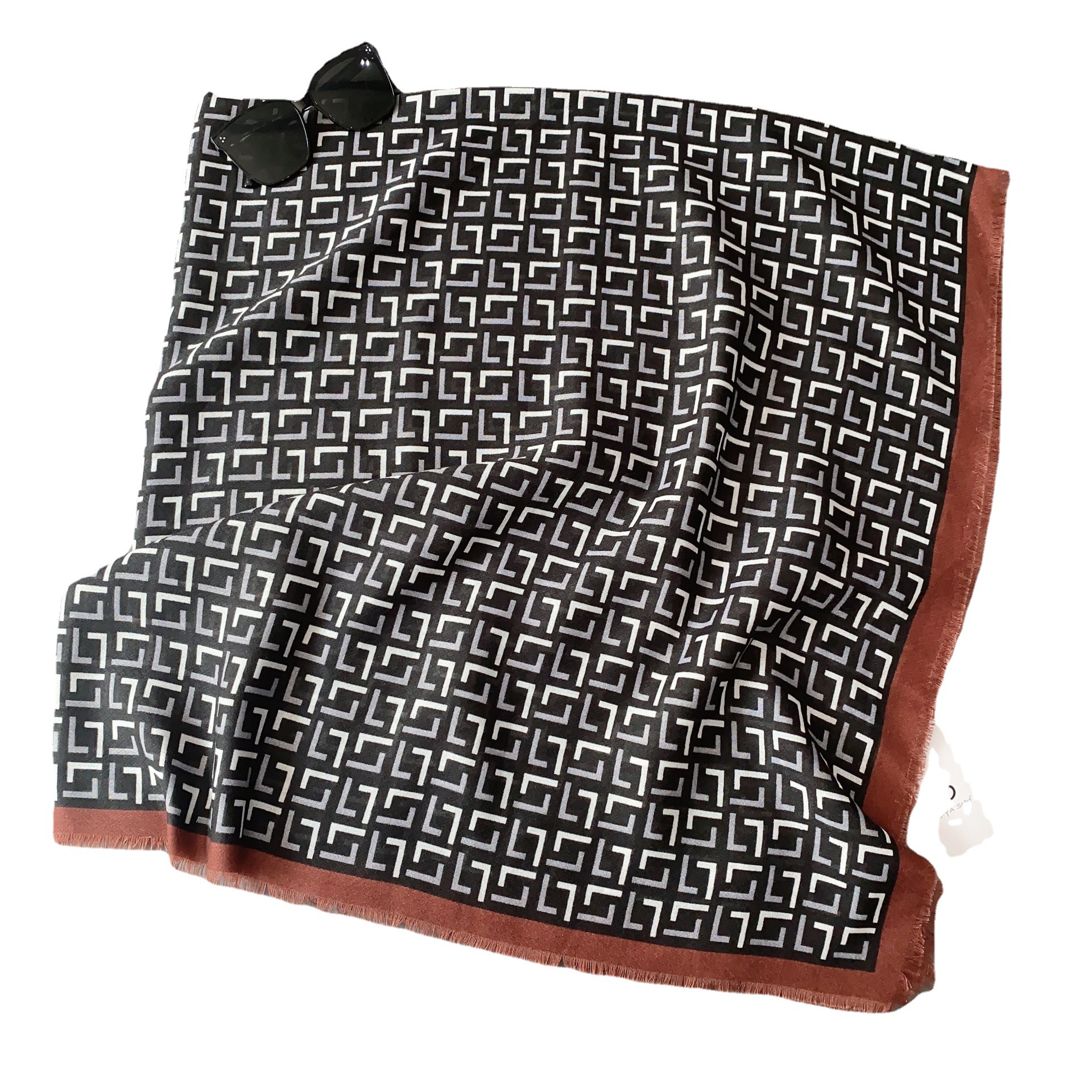 Nueva moda 130cm dividir algodón y lino sensación bufanda contraste color letras elegante todo-fósforo bufanda de seda chal decorativo para mujeres