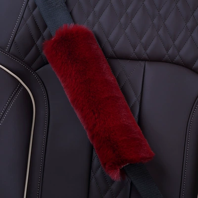 Seat belt shoulder pad: cover car safety belt shoulder protective - wine-red-25cm