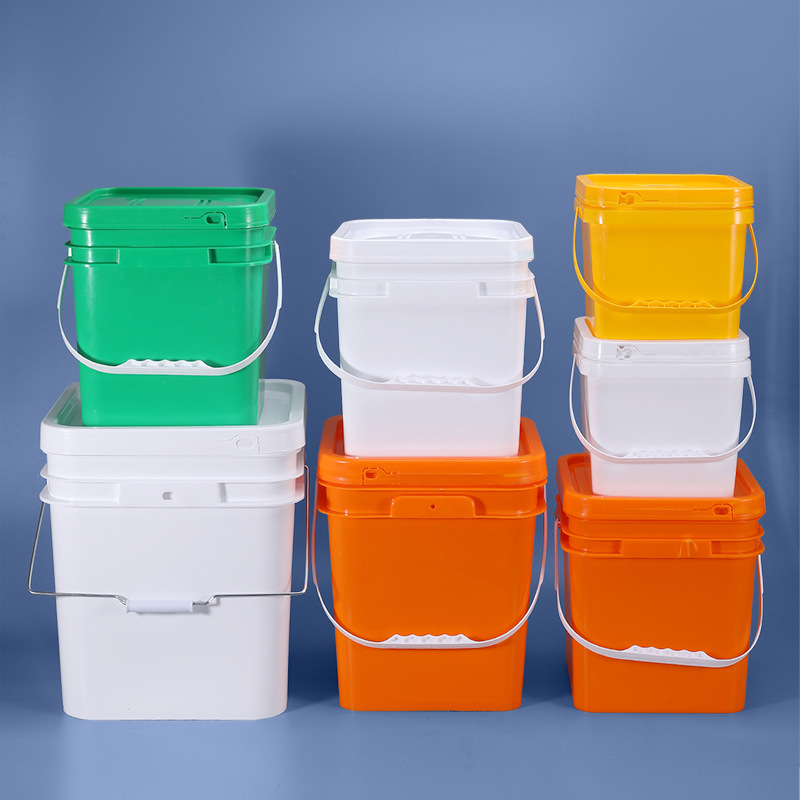 Square plastic bucket 5-25L metal powder bucket thickened chemical paint bucket with handle cat litter and dog food packaging bucket