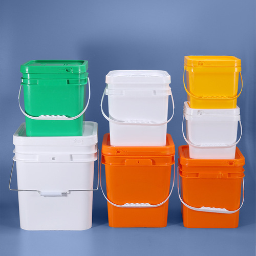 Square plastic bucket 5-25L metal powder bucket thickened chemical paint bucket with handle cat litter and dog food packaging bucket