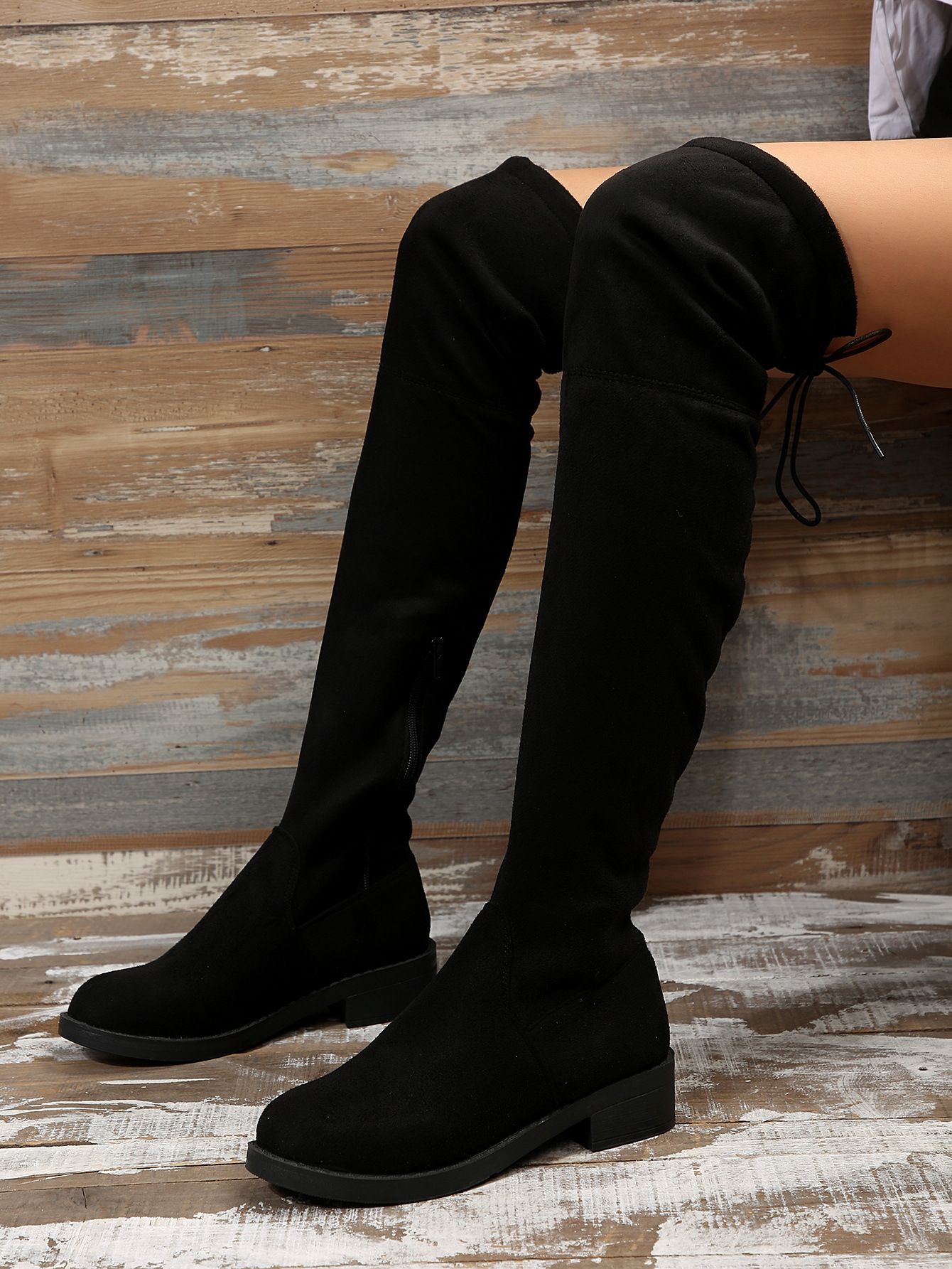 Large size long boots for women autumn and winter explosive low heel over knee long boots for women black fashion casual boots_voghion.com