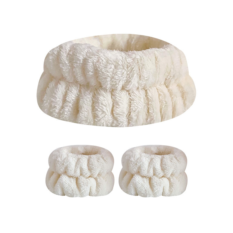 기계 재봉 머리띠 1 + 손목 2-아이보리 (3 세트)(20*12*2.5cm 53g)