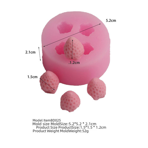 AZ004 Silicone Strawberry Soft Candy 3D Liquid Silicone Mold Cake Decoration Mold Candy Chocolate Mold