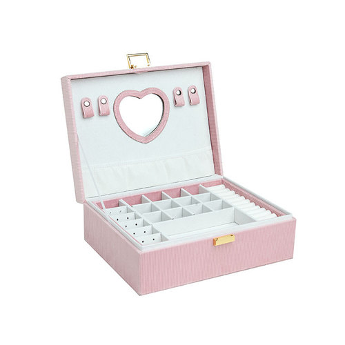 New Style Large Capacity Multi-layer Jewelry Box Earrings stud ring storage box heart-shaped mirror accessory storage box
