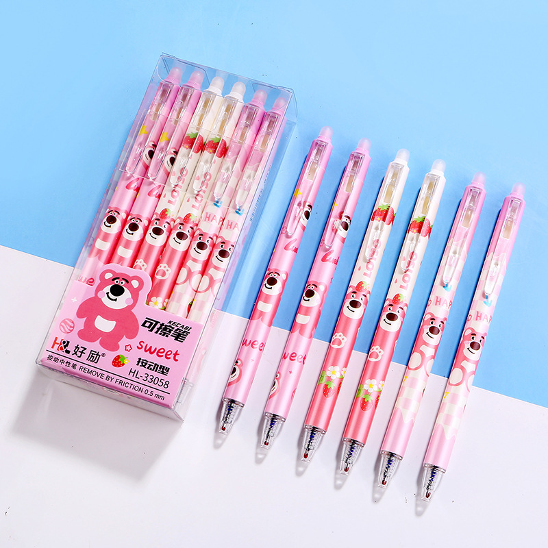 Presione el bolígrafo térmico limpiable de 0.5m cristal azul frotamiento térmico limpiable negro mágico limpiador de bolígrafo negro neutro para estudiantes