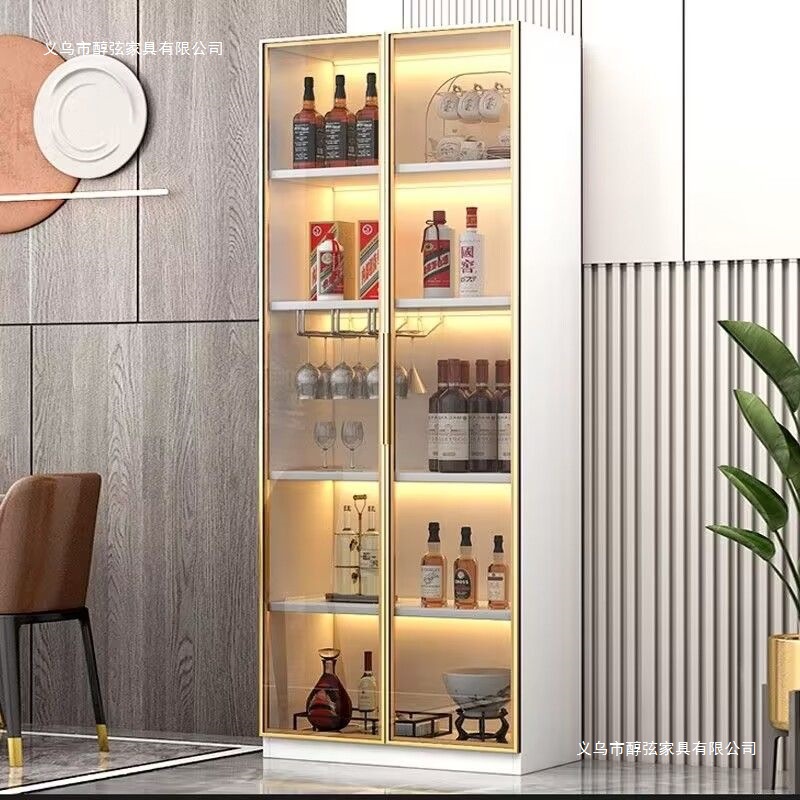Wine Cabinet Against the Wall Living Room with Glass Door Storage Cabinet Home Dining Side Cabinet Light Luxury High-End Display Cabinet Tea Storage Cabinet