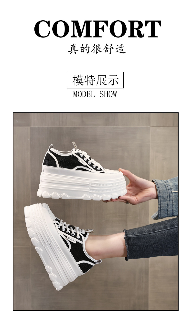 Giày sneaker nữ đế dày lưới thoáng khí phối trắng dễ mặc — Màu đen chi tiết 14