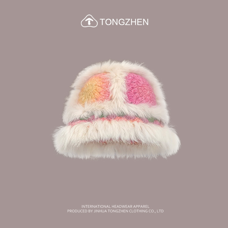 China-Chic Kaninchenhaar Löwe Erwachen Niedlicher Plüsch-Tigerkopf für Kinder, chinesische gestrickte Fischermütze im Winter_voghion.com