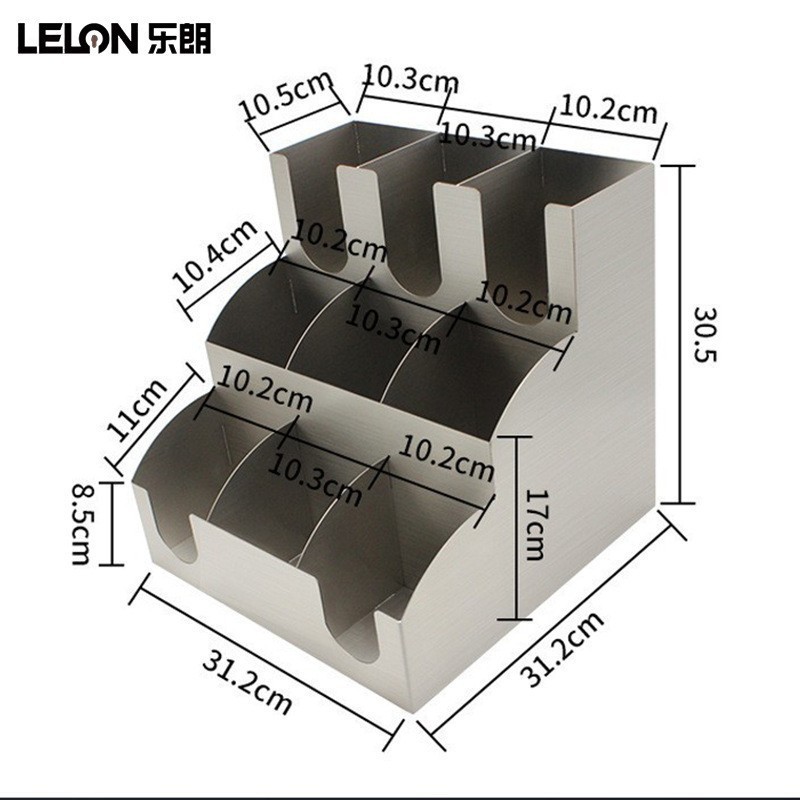 Tienda de té de leche, estante de tazas de acero inoxidable, estante de almacenamiento de tazas, toallas comerciales multifuncionales, estante de almacenamiento de paja de café, bar