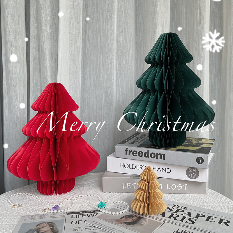 クロスボーダークリスマスツリー立体装飾品折りたたみハニカムボール折り紙クリスマス装飾ペンダントウィンドウデスクトップテーブル|undefined