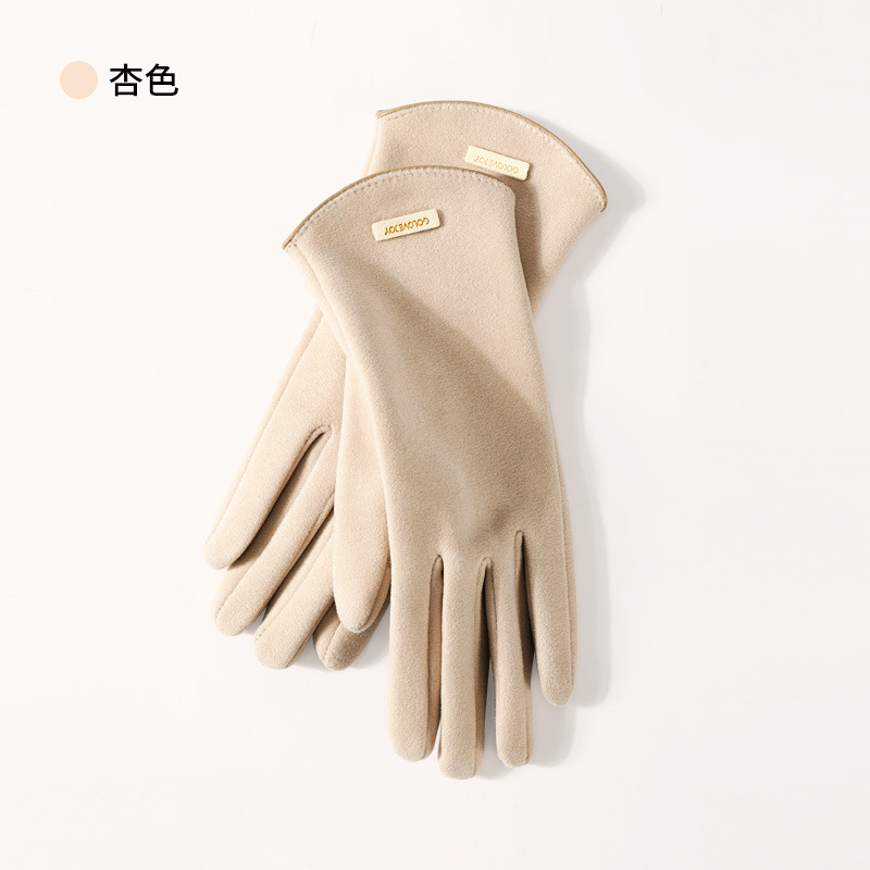 Guantes de gamuza de invierno para hombres y mujeres con forro polar cálido ciclismo Otoño e Invierno lindo pantalla táctil guantes de cuero impermeable dedo abierto
