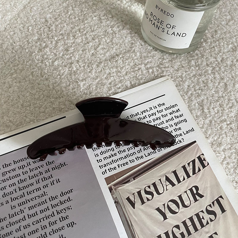 Factory Direct Elegant Brown Unique Gloss Grab Clip Hair Grab Pontail Clip Simple IN Shark Clip Hair Accessories Headdress_voghion.com