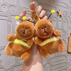 クリエイティブかわいいぬいぐるみカピバラ蜂キーホルダー漫画カピバラおもちゃ学生バッグペンダントギフト