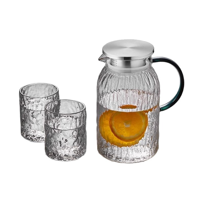 Patrón de corteza de alto borosilicato vidrio tetera de agua fría doméstica de gran capacidad sala de estar tetera de frutas de vidrio tetera de agua fría de alto valor facial