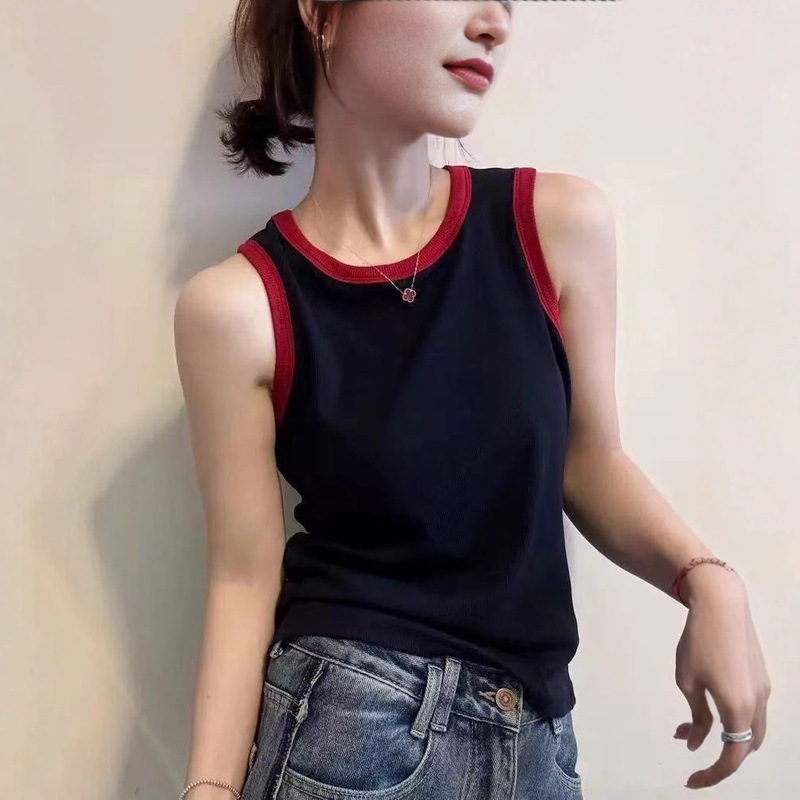 撞色吊带背心女内搭打底衫秋冬打底修身显瘦无袖上衣外穿针织洋气|undefined