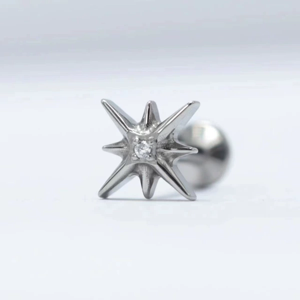 Titanium natural color individual ornament head eight-pointed star