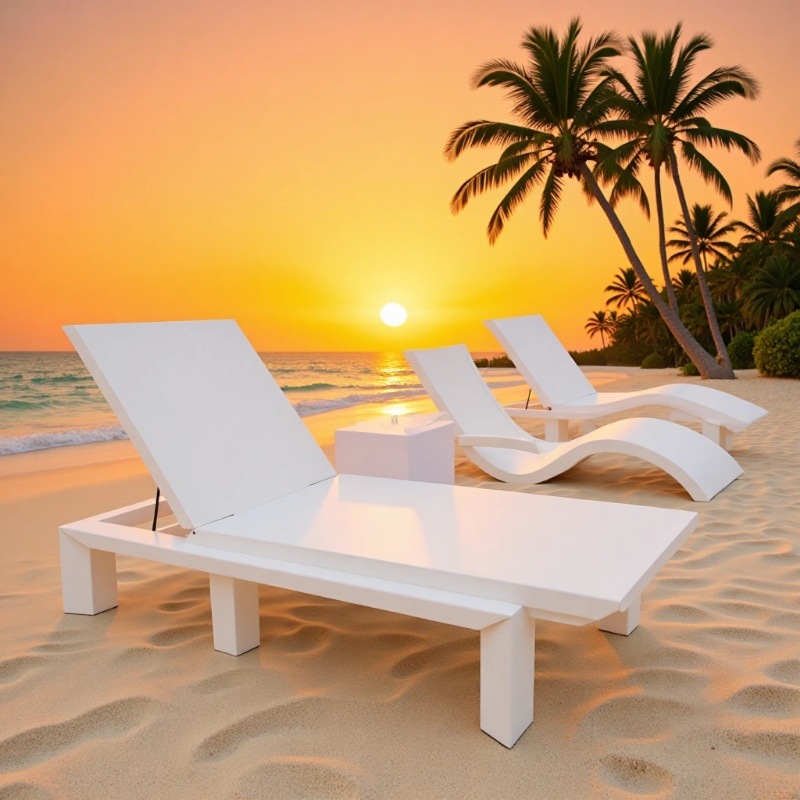 Transfronterizos venta caliente al aire libre cama de reclinación hotel al aire libre ocio alojamiento residencial piscina sillón de playa de plástico silla de relajación