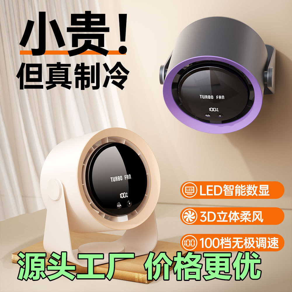 Cross-Border New Circulation Fan Household USB Charging Silent Desktop Small Fan Desktop Wall-Mounted Turbine Small Electric Fan