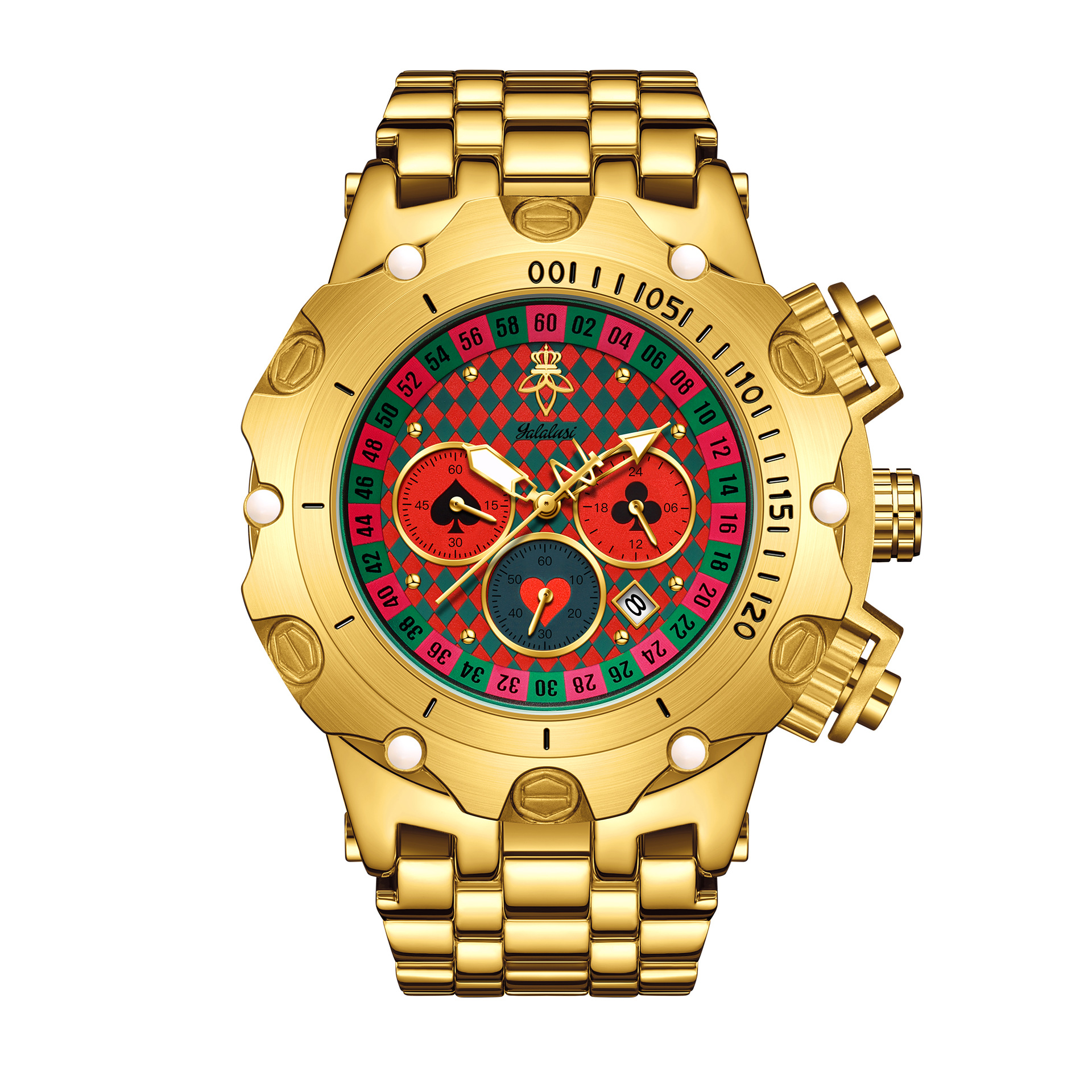 YaLalusi reloj de oro de lujo reloj multifuncional para hombres tres ojos cronógrafo reloj de negocios reloj transfronterizo europeo y americano