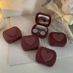 Red three-dimensional love contact lens box, simple, compact and portable contact lens box, cute mini double companion box for women