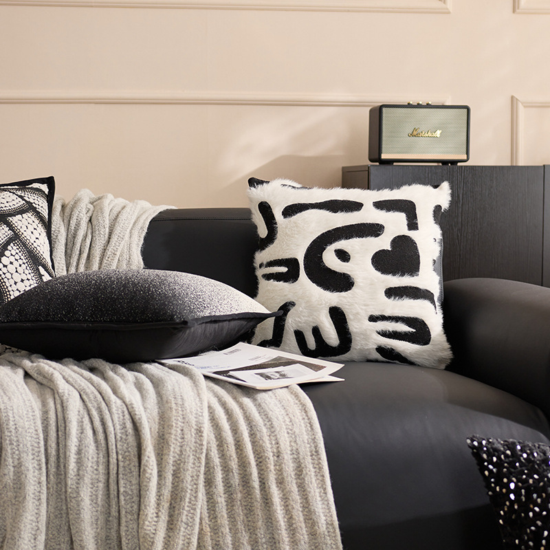 Elegante sensación de lujo ligero funda de almohada sofá almohada cojín de cintura almohada de estilo artístico abstracto de alto nivel versátil