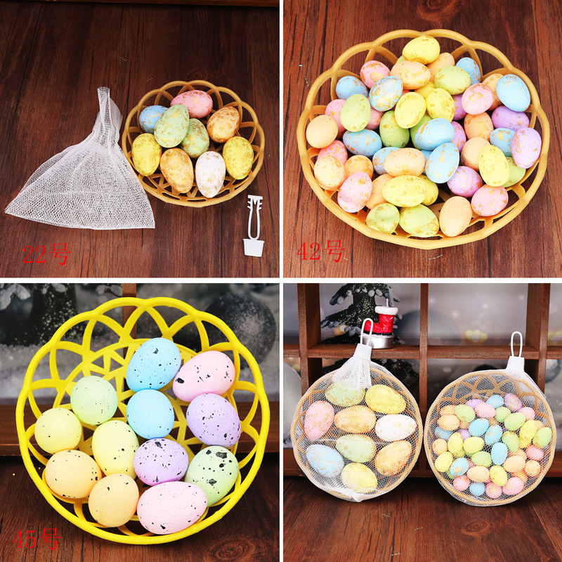 Nueva decoración de Pascua 3*4cm colorido canasta de espuma pequeño huevo de Pascua huevo de espuma juguete para niños