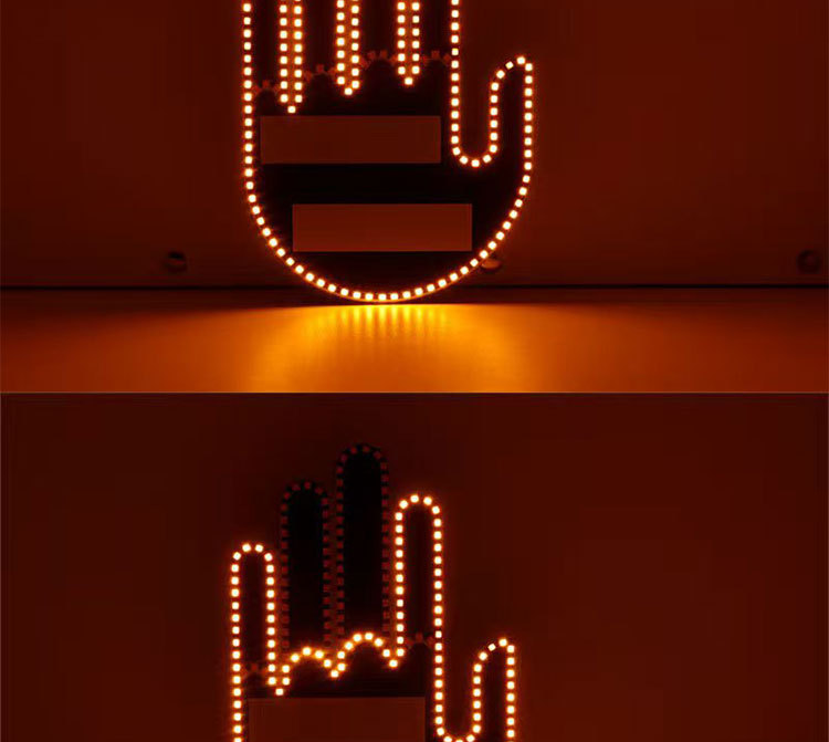 New Button-Type Car Led Fun Expression Light, Smiley Face Light, Rear Window Multi-Function Warning Gesture Light, Palm Light