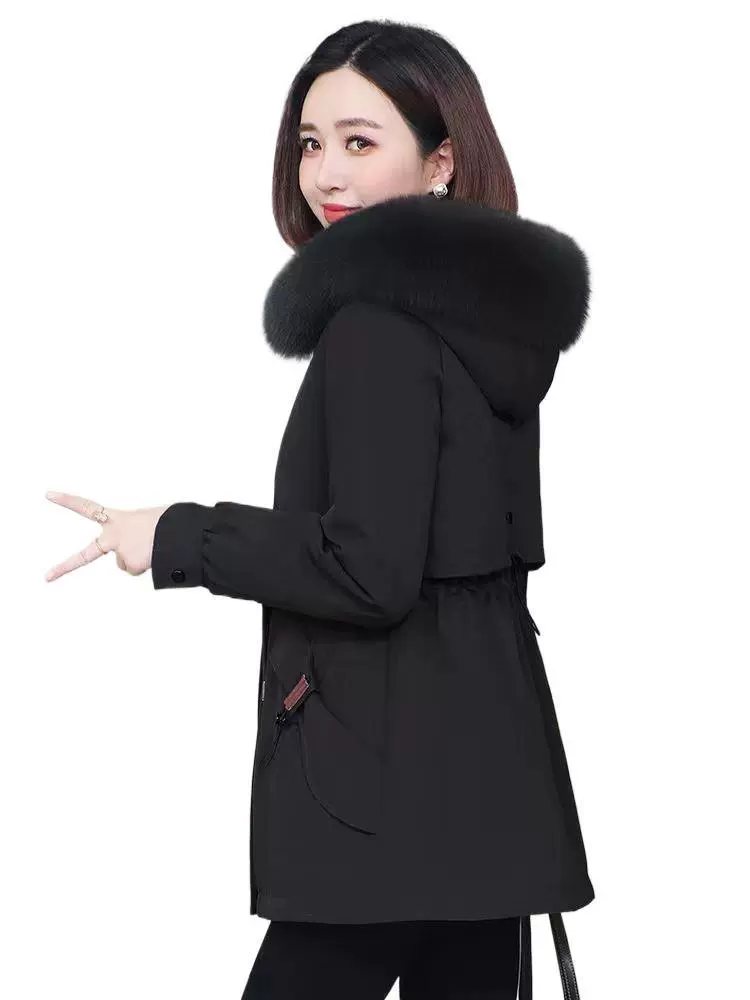Long removable warm down jacket for mother, 2021 collection, mid-length