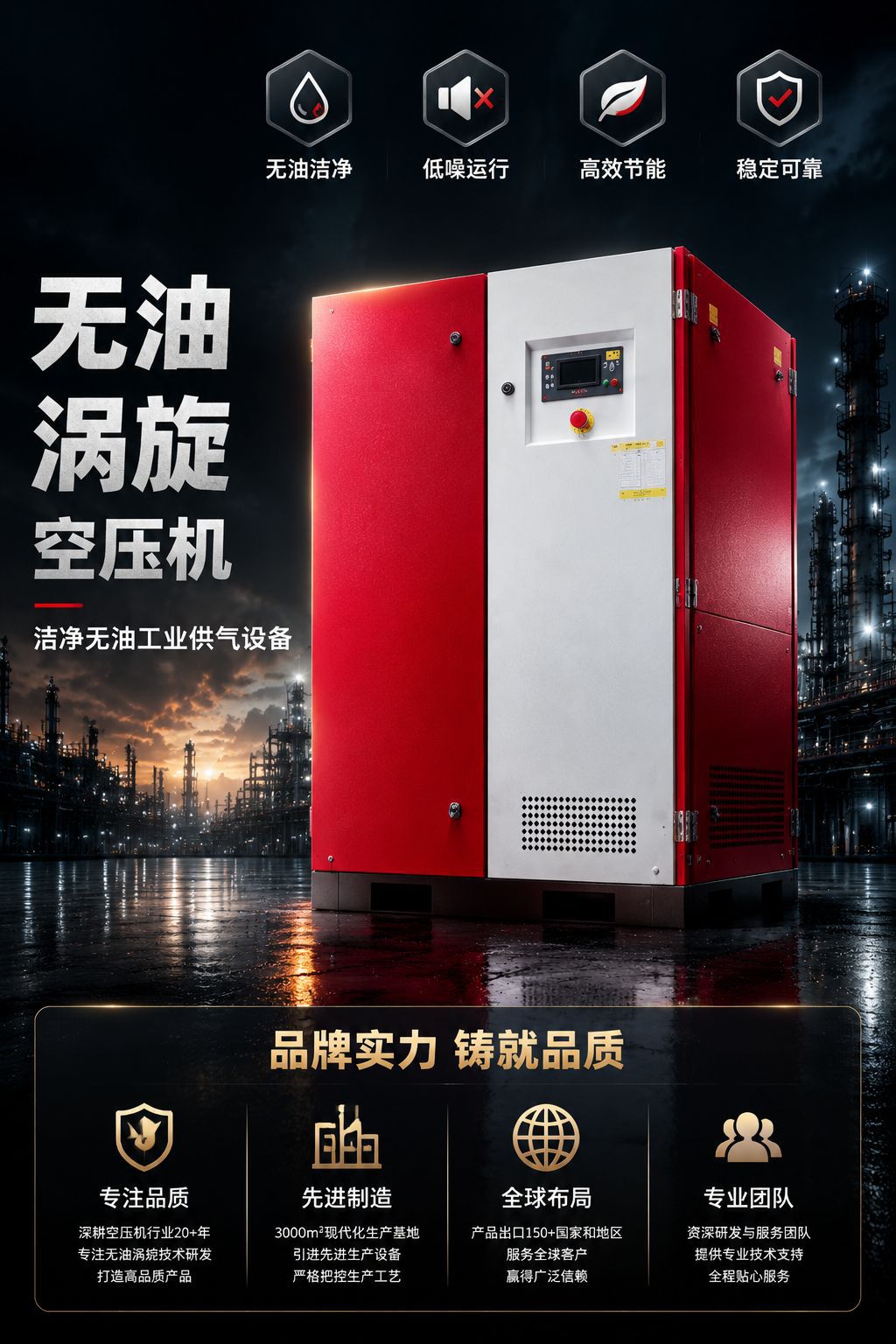 Solant Oil-Free Scroll Air Compressor 2.2-45Kw Industrial-Grade Air Compressor 7-10Bar Silent Model