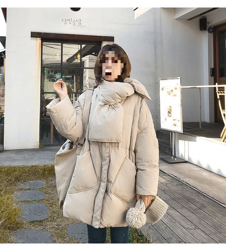 Women's Mid-length Down Jacket Loose Fit Stylish Korean Winter Coat_voghion.com