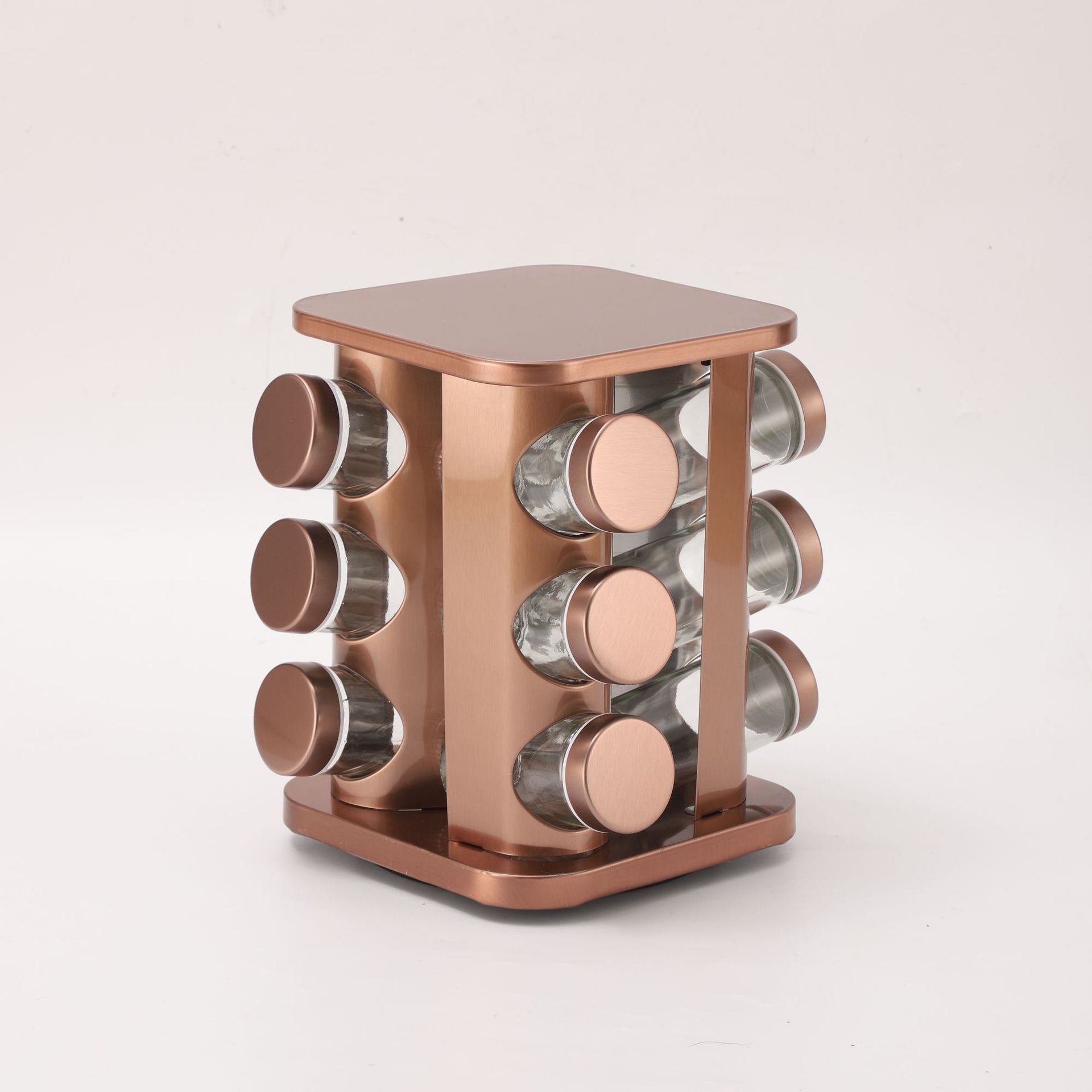 Nuevo redondo cuadrado 12 cabezas estante de condimento almacenar botella de condimento estante de cocina 360 grados estante de condimento giratorio