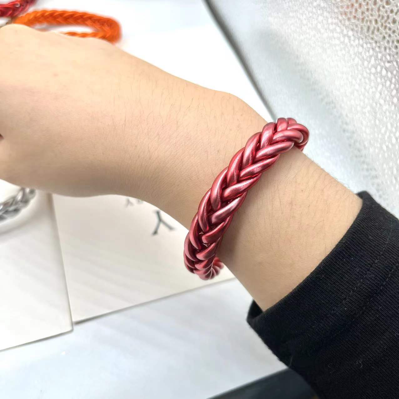 Classic Style Solid Color Silica Gel Braid Unisex Wristband display picture 2