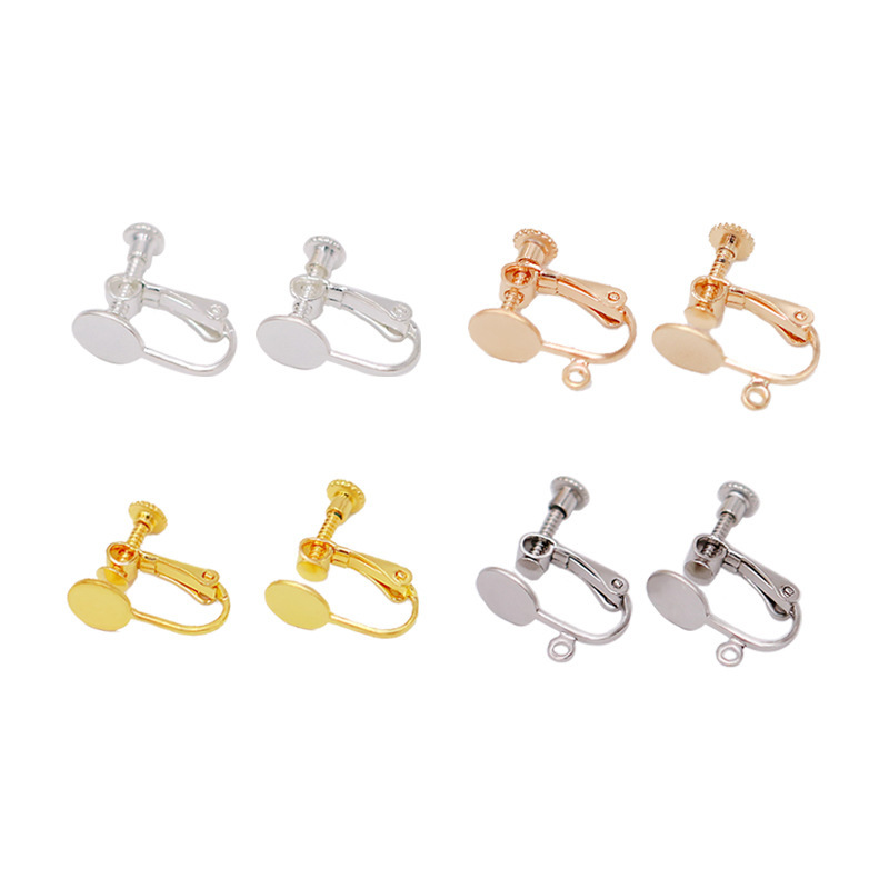 Gold-Filled Color-Preserving Pure Copper Electroplating 8mm Flat Screw Ear Clip with Hanging Ring Handmade Earrings DIY Jewelry Accessories E48 Gold-Filled Color-Preserving Pure Copper Electroplating 8mm Flat Screw Ear Clip with Hanging Ring Handmade Earrings DIY Jewelry Accessories E48