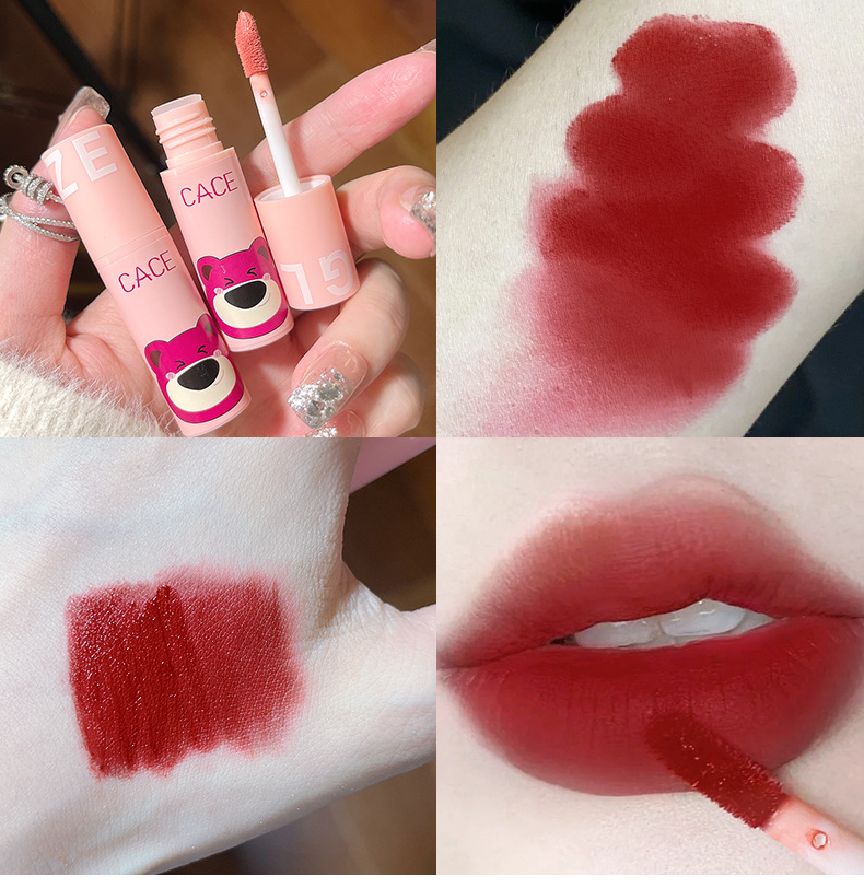 CACE Berry Bear Matte Lip Gloss 6-color versatile color matching Velvet smooth and light, no burden. One-piece consignment of lipstick undefined