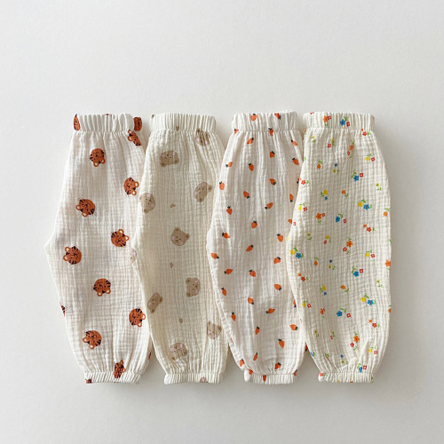  Korean style children's anti-mosquito pants summer new children's casual breathable cotton yarn harem pants baby loose bloomers