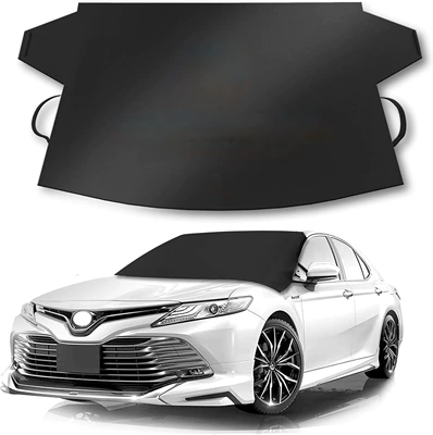 Universal Car Snow Cover, Sunshade, Sunscreen, Heat Insulation Front Snow Cover, 600D Heavy-Duty Waterproof Car Cover, Half-Cover Snow Shield (Car snow shield) - black-car-snow-cover-600d-oxford-cloth-with-black-coating-small-size-140160107
