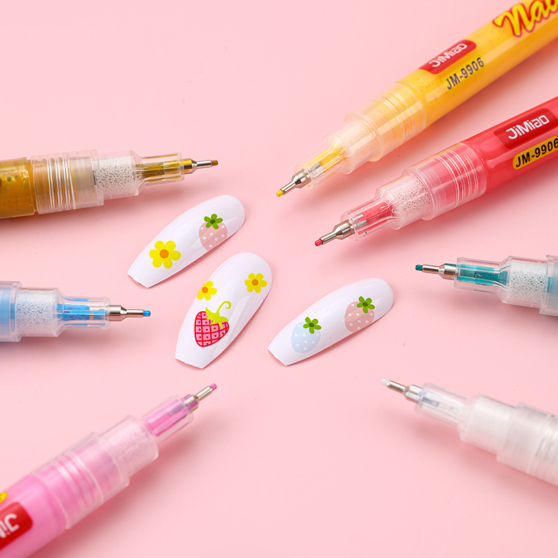 Cross-border caliente en línea celebridad pluma de uñas tubo de aguja marcador de acrílico pluma de pintura de uñas de 12 colores pluma de dibujo de uñas