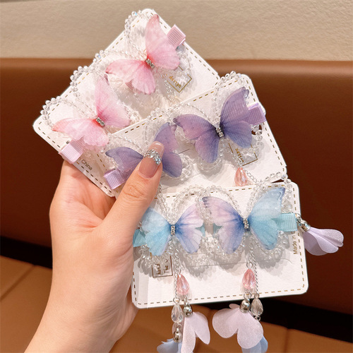 Children's bow Hanfu headwear girls' hair accessories ancient style hairpins ancient costume fairy tassel hairpins with accessories clips