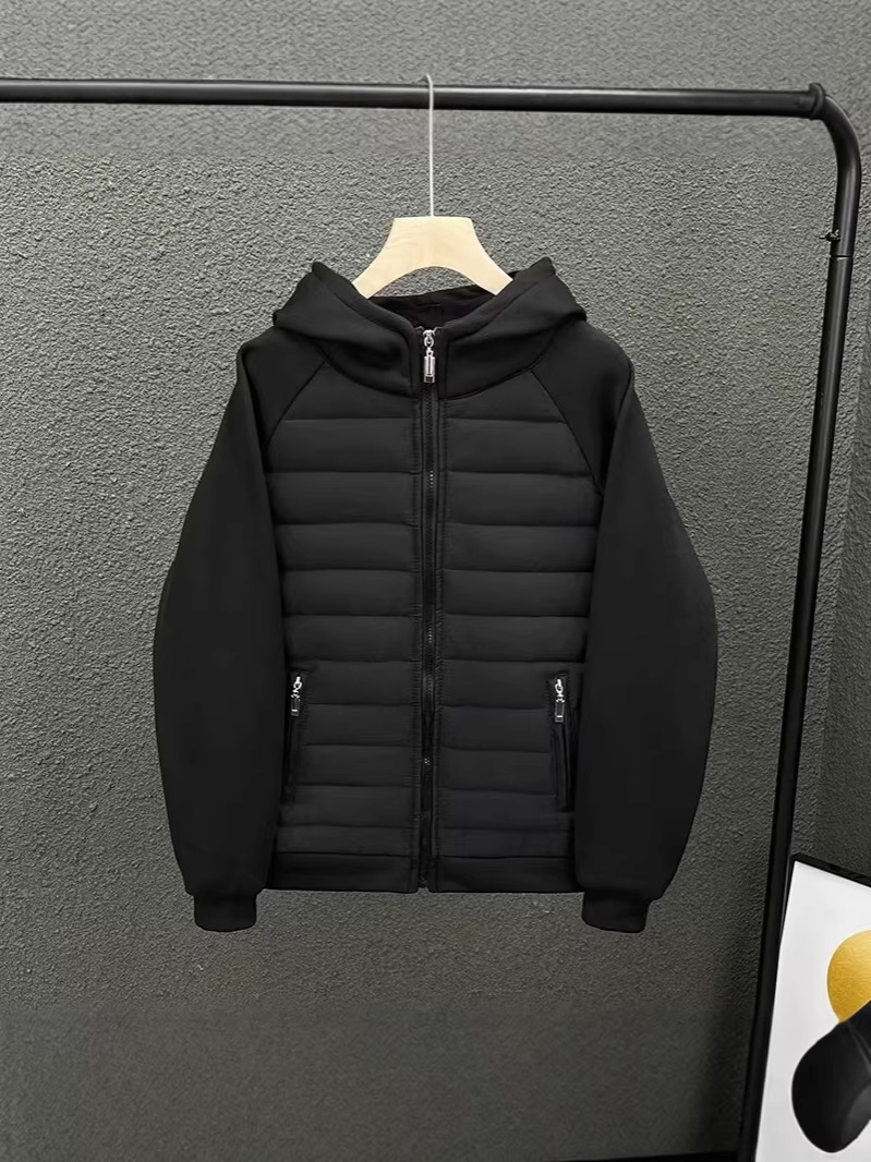 Fuente de fábrica de tendencia ligera de algodón hombre comercio exterior relajado casualidad con sombrero de color sólido empalme pareja chaqueta hombre