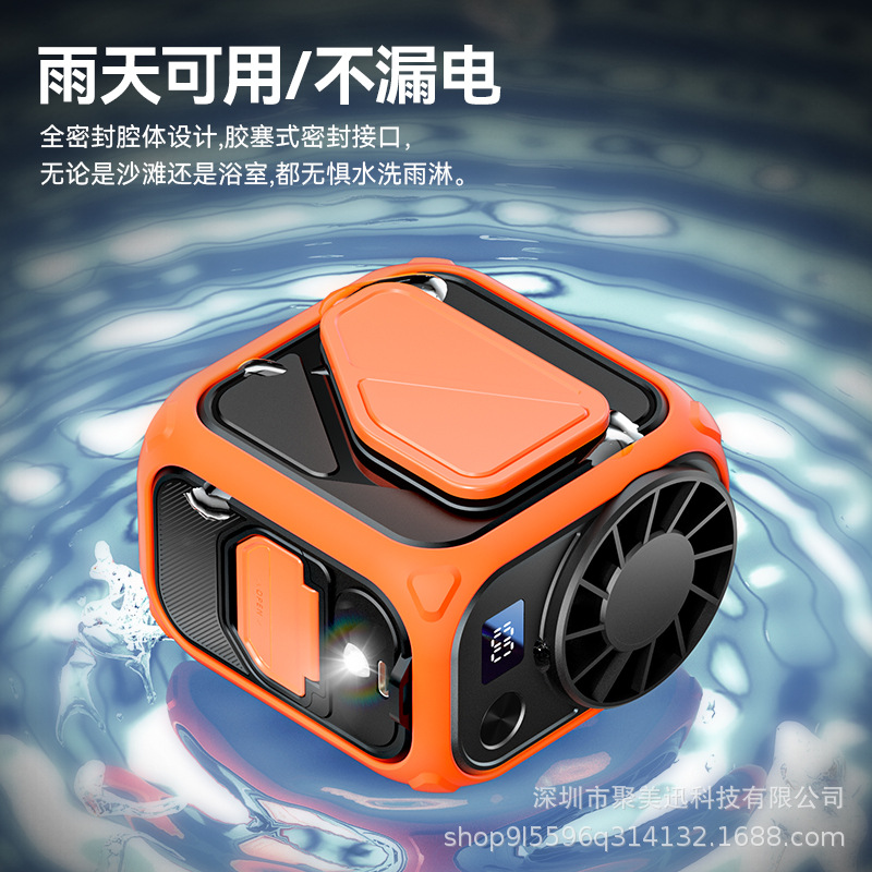 Nuevo ventilador de cintura al aire libre mecha portátil viento violento ventilador de iluminación digital sitio de construcción USB carga colgante