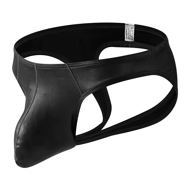 跨境男士情趣T字裤漆皮调情内裤性感镂空双丁大JJ囊袋亚马逊2024