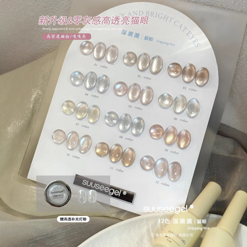 12-Color Wet-Look Cat Eye Nail Polish Gel, New Spring/Summer Trendy Colors, Professional Use for Nail Salons 12-Color Wet-Look Cat Eye Nail Polish Gel, New Spring/Summer Trendy Colors, Professional Use for Nail Salons