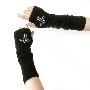 Spring Summer Autumn Sleeve Sunscreen Decoration Japanese Student Fashion Sleeve Double Cross Knitted Arm Protective Sleeve