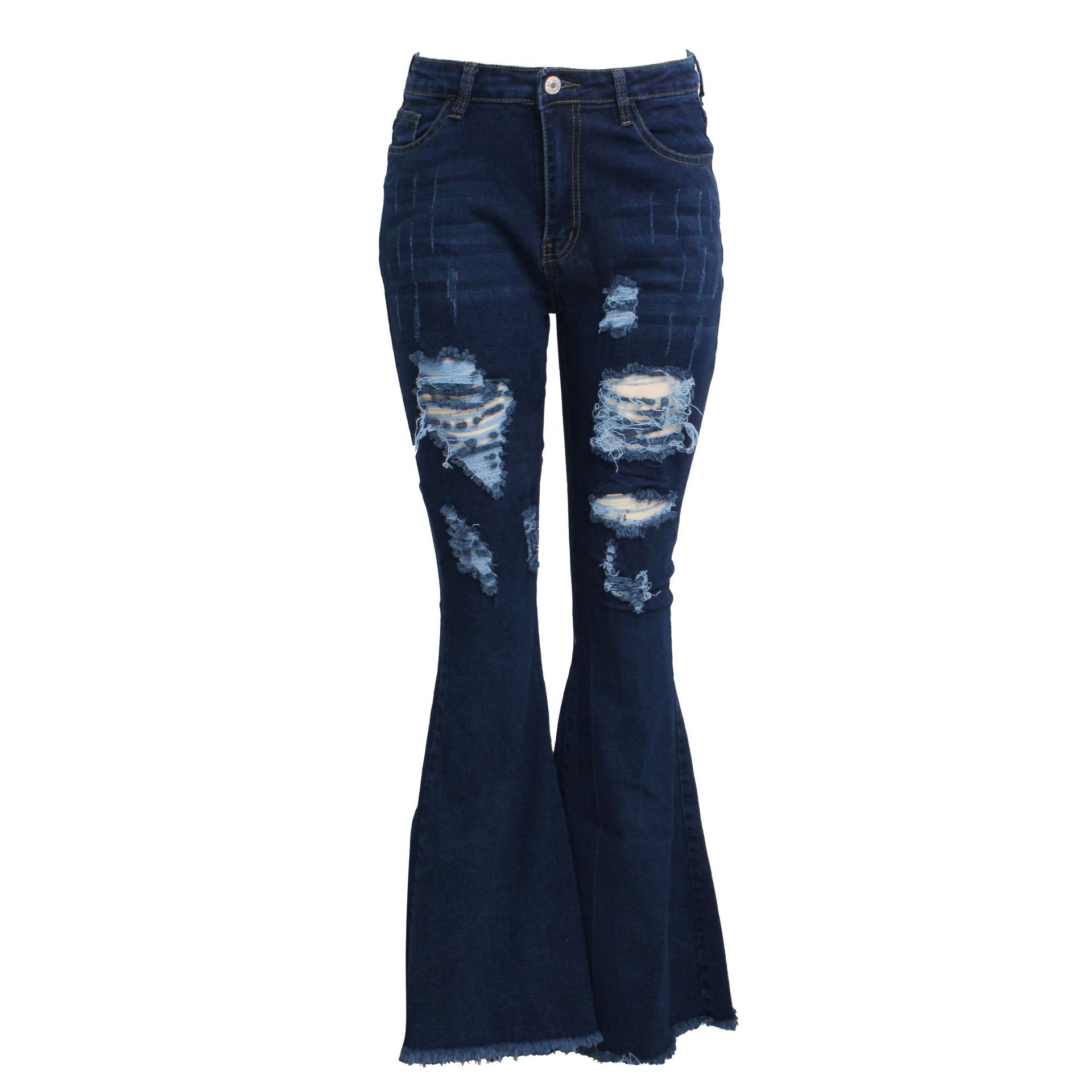 High Waist Ripped Flared Jeans NSQYT98173