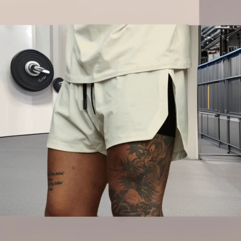 Специальные двухслойные спортивные шорты для фитнеса для мужчин, быстросохнущие, дышащие, свободные, для бега, легкой атлетики, бега, баскетбольные трехточечные брюки.